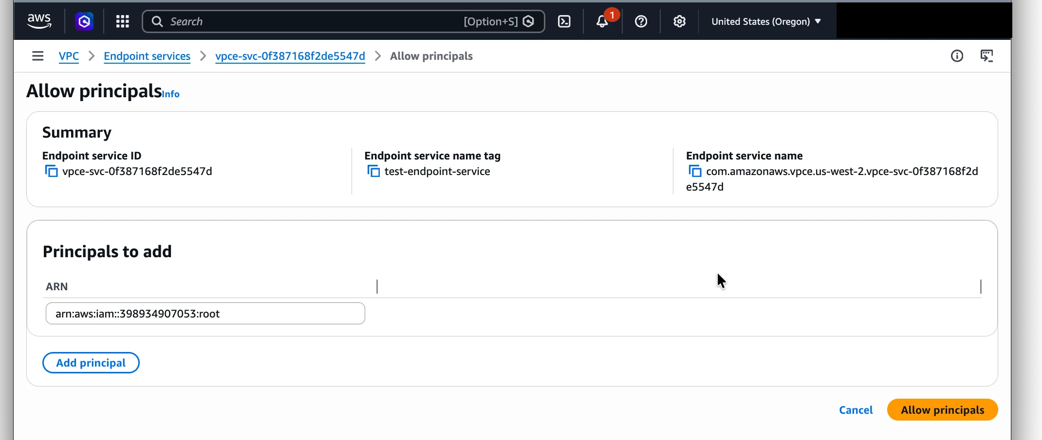 Allow principal dialog