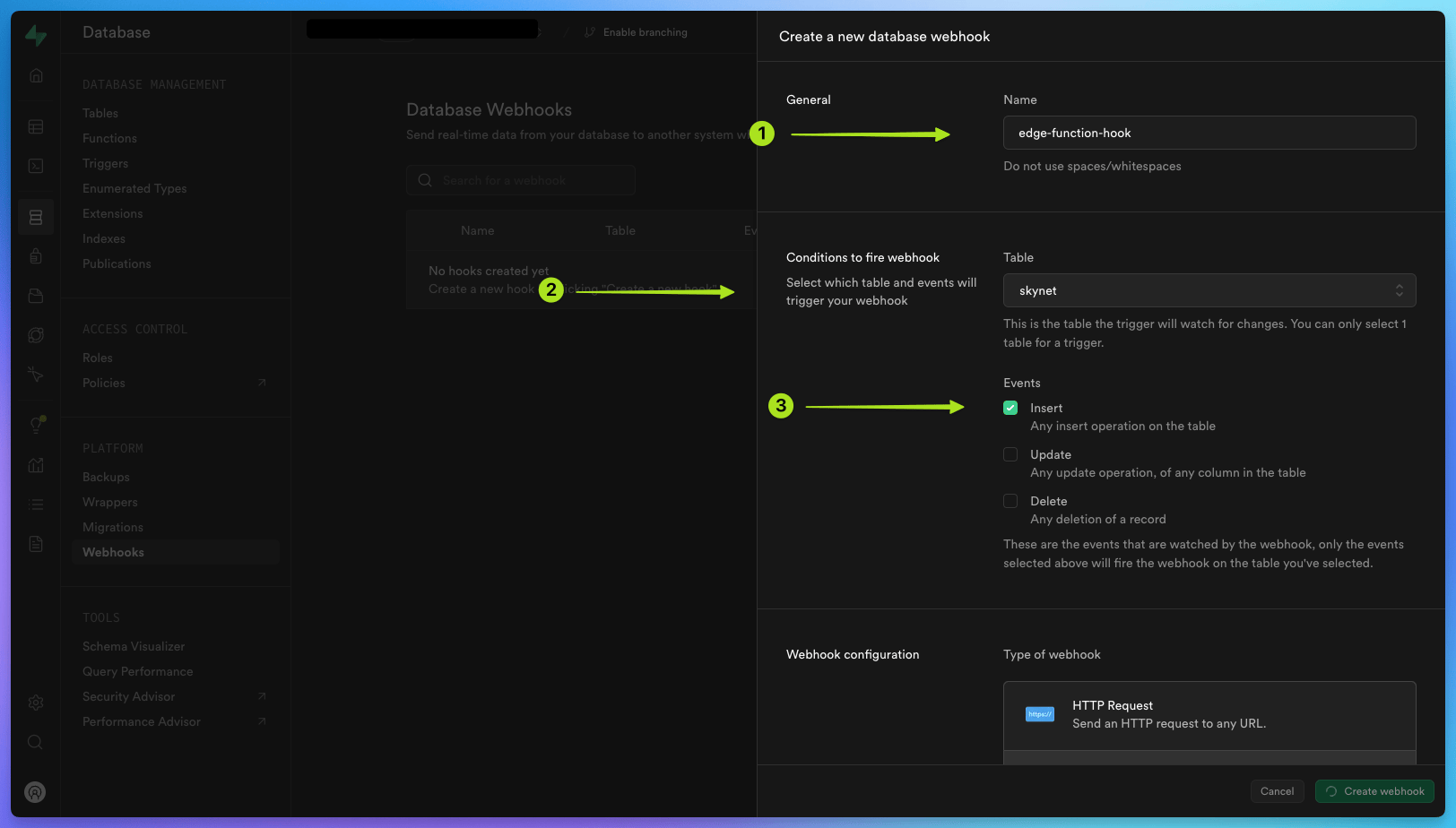 How to create a new webhook 2
