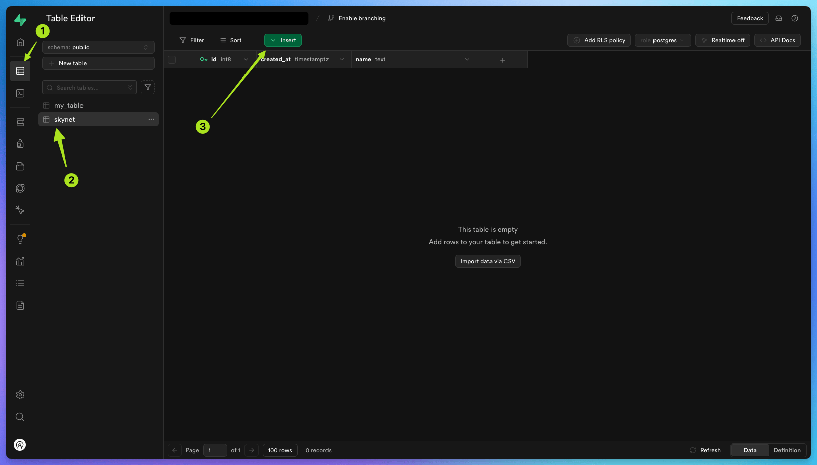 How to insert a new row 1