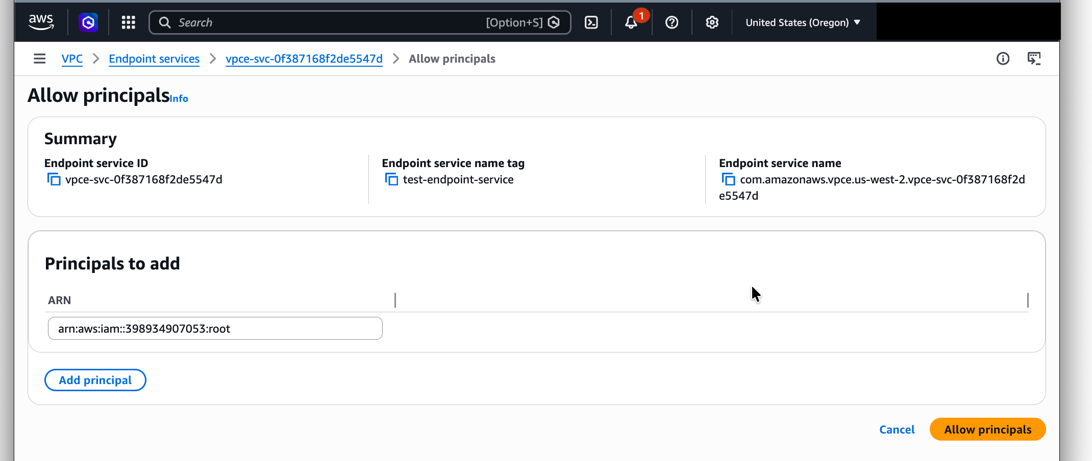 Allow principal dialog
