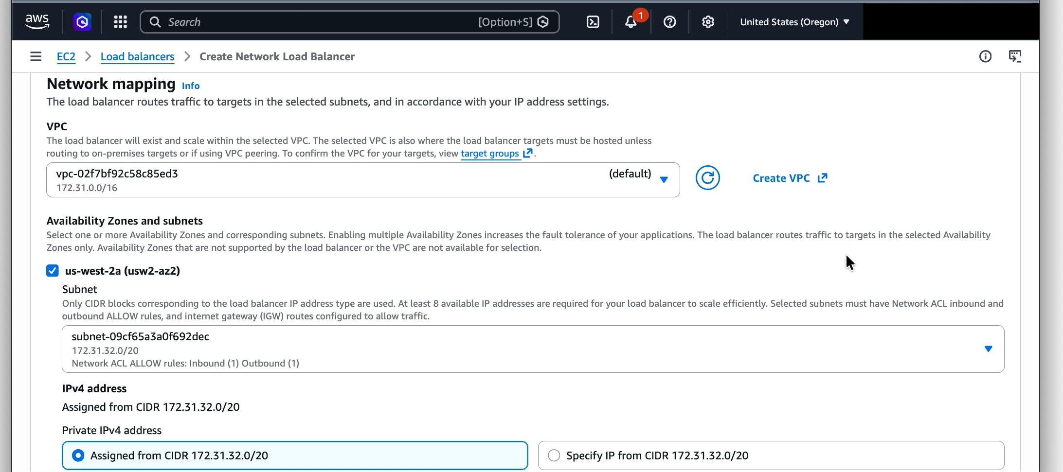 Network Load Balancer VPC and Availability Zones