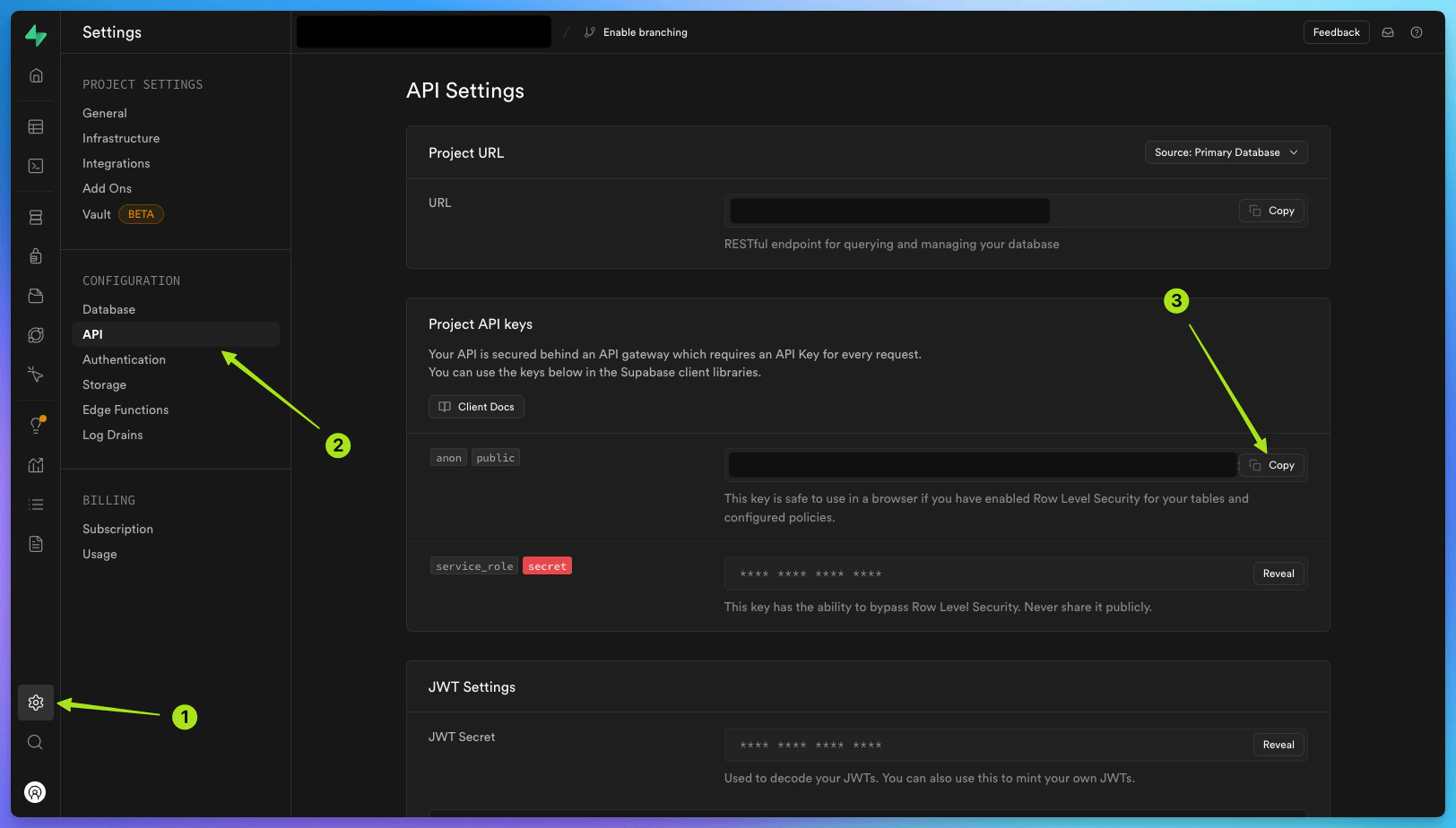 How to find your Supabase API keys