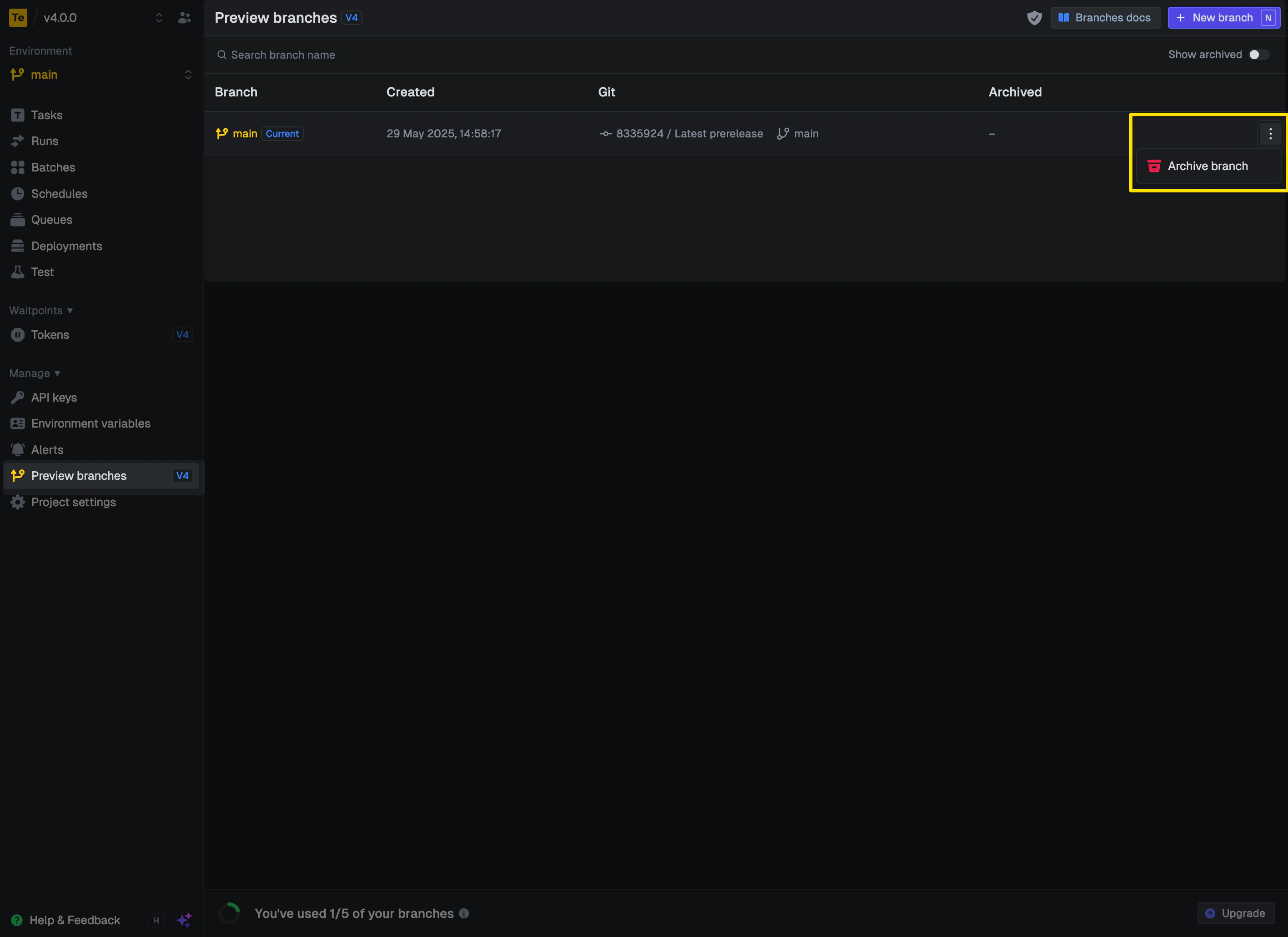 Archive preview branch