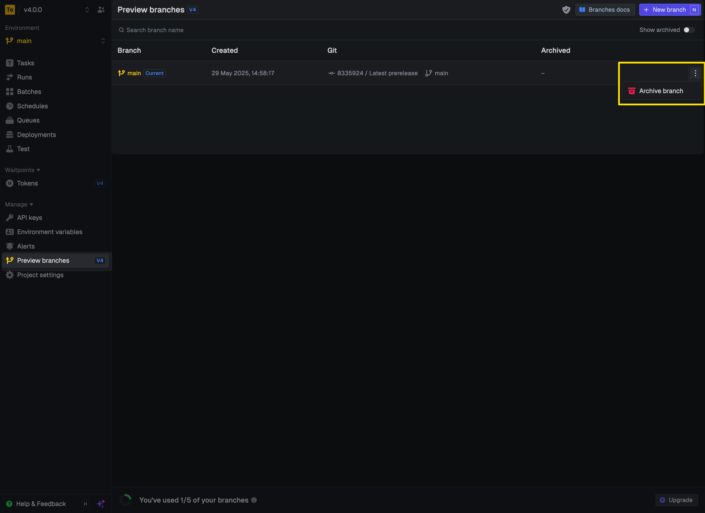 Archive preview branch