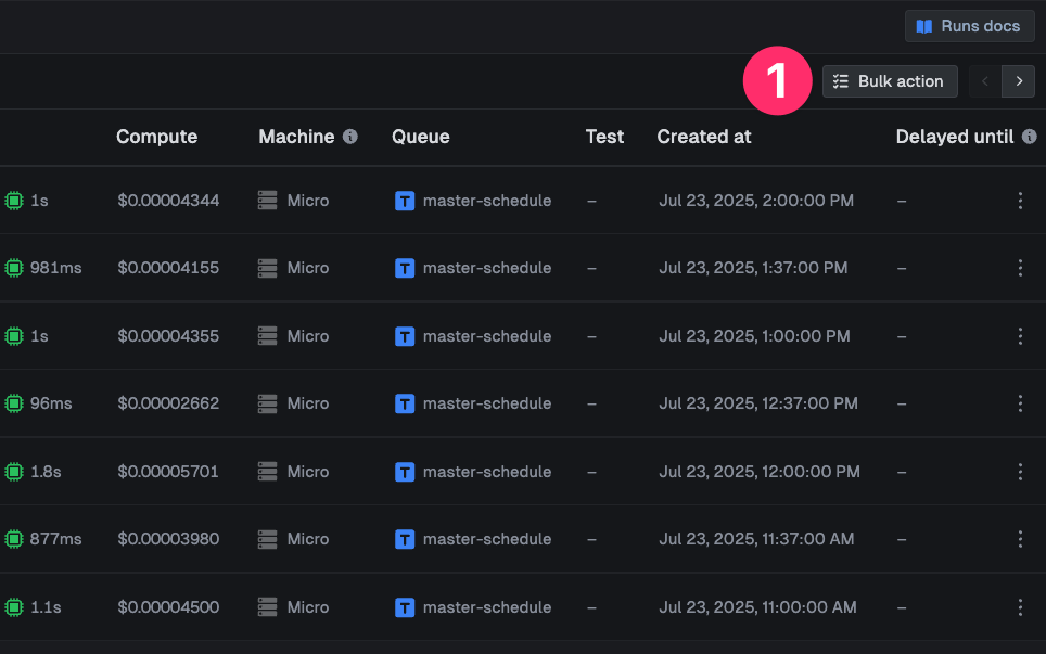 Access bulk actions