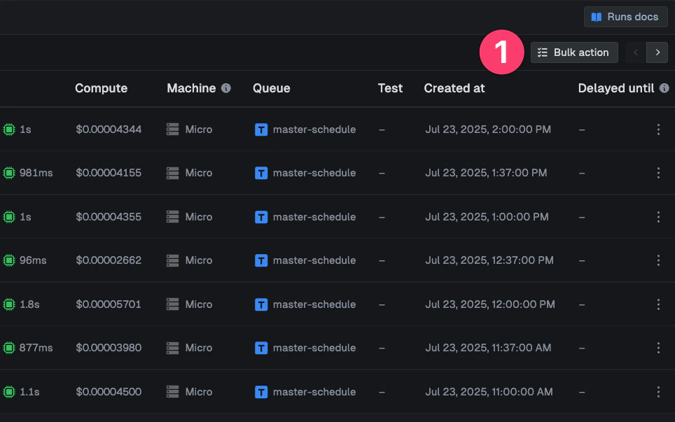 Access bulk actions