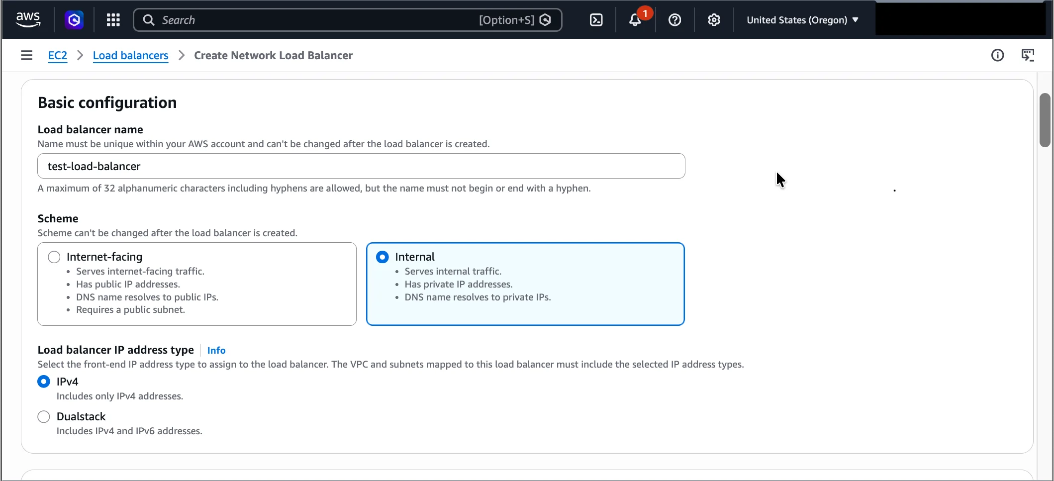 Network Load Balancer basic configuration
