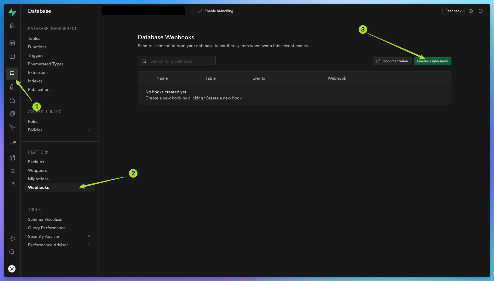 How to create a new webhook