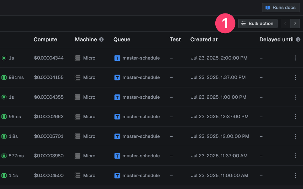 Access bulk actions