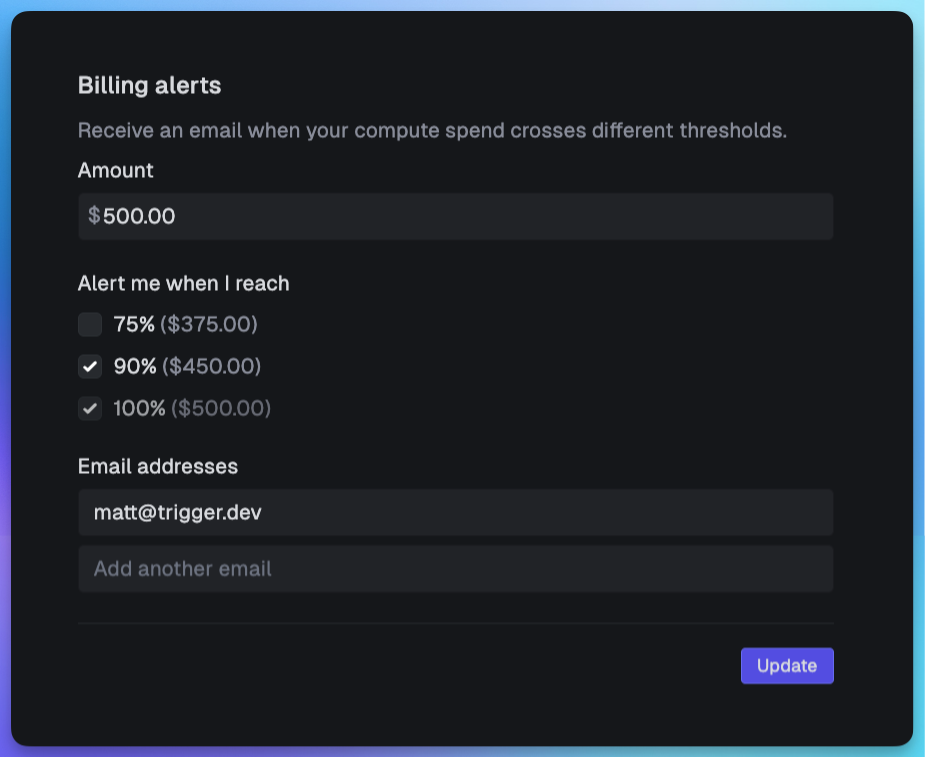 Billing alerts