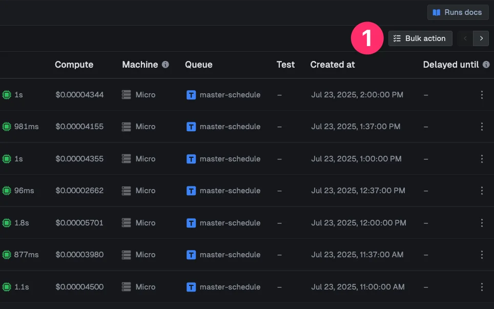 Access bulk actions