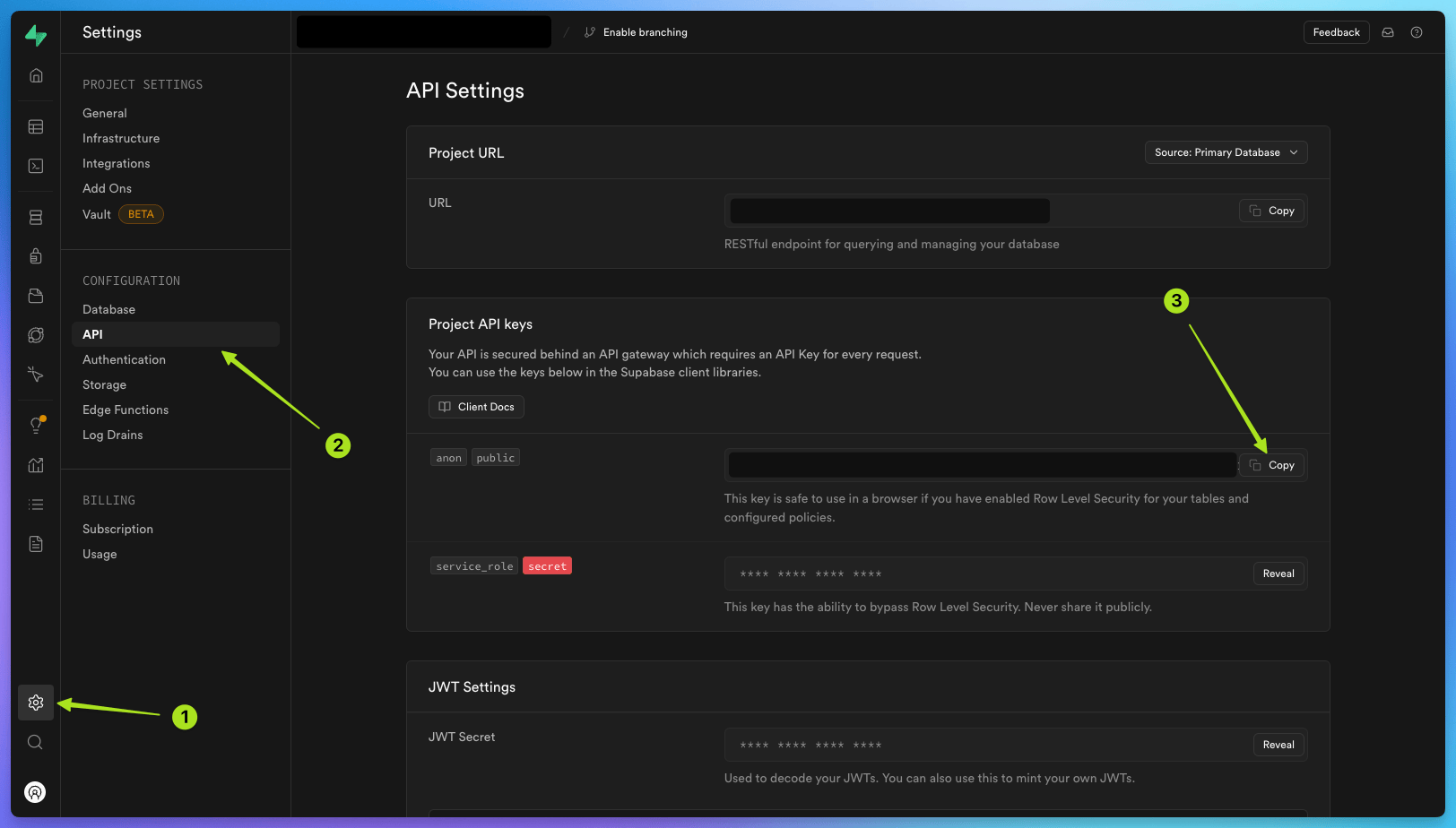 How to find your Supabase API keys