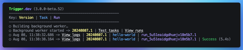 Terminal showing completed run