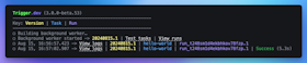 Trigger.dev CLI showing a successful run