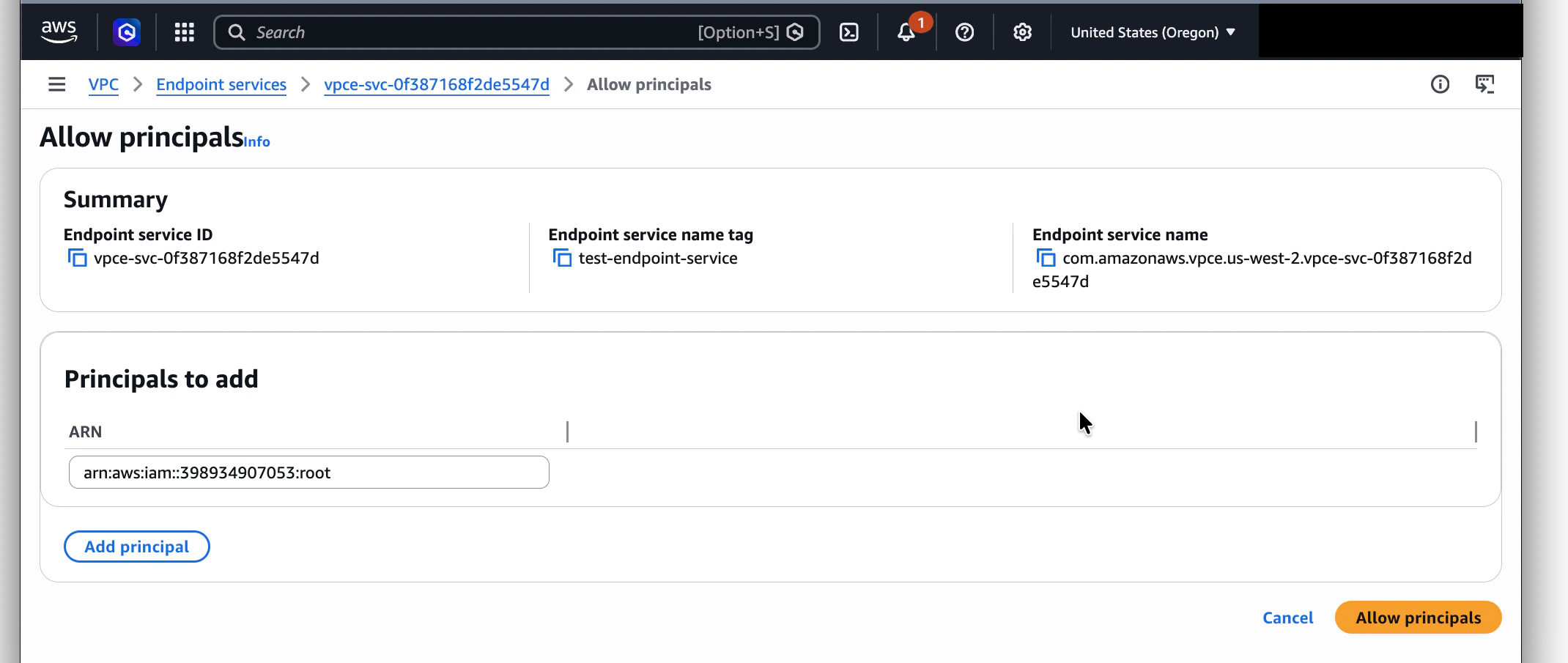 Allow principal dialog