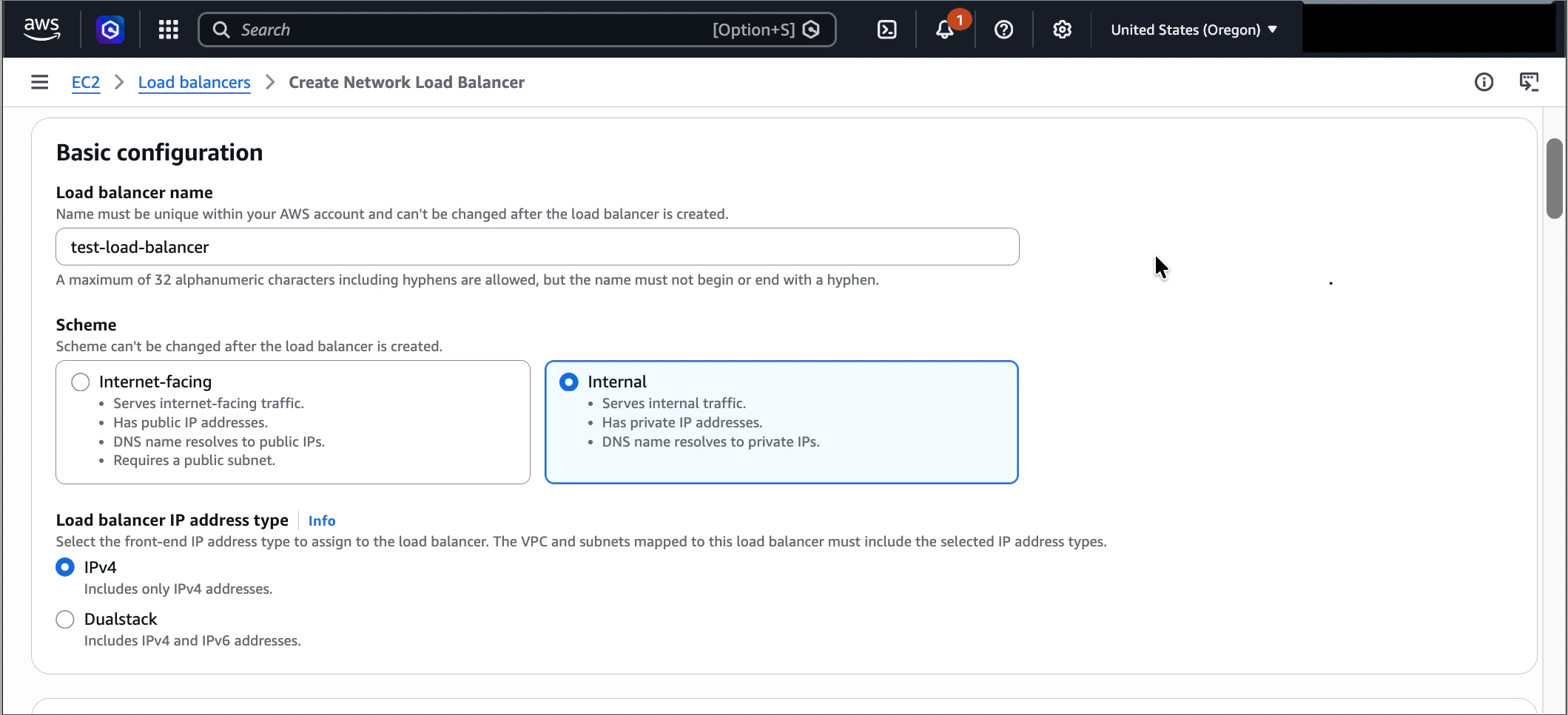 Network Load Balancer basic configuration