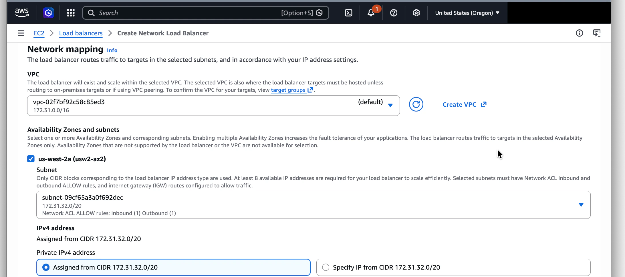 Network Load Balancer VPC and Availability Zones