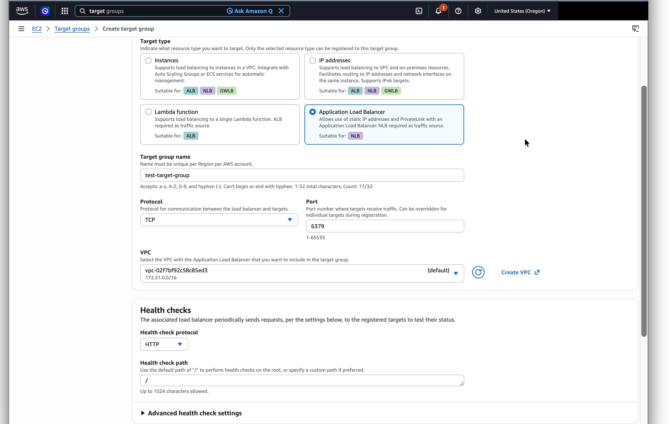 Target group basic configuration