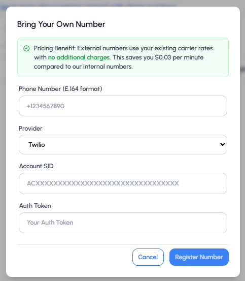 Bring Your Own Number