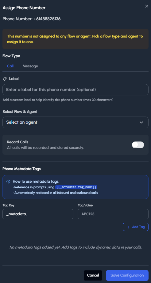 Number Assignment Interface