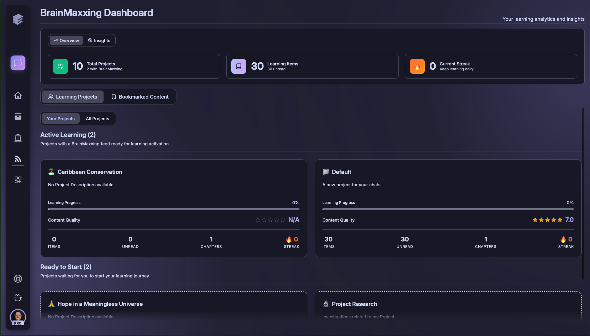 BrainMaxxing Dashboard full view