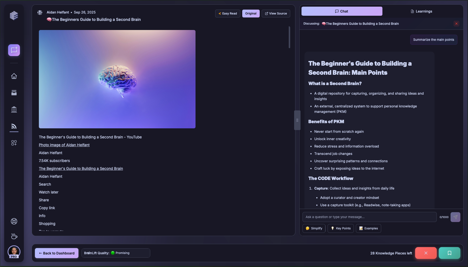 BrainMaxxing learning page full view