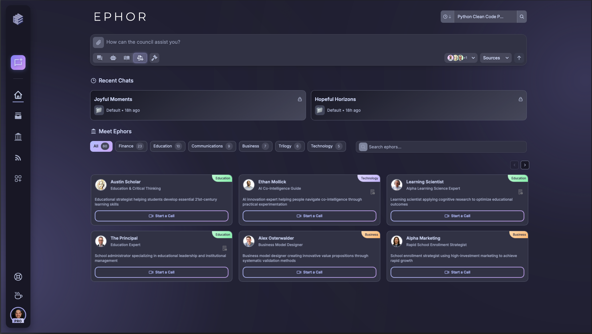 Ephor homepage full view