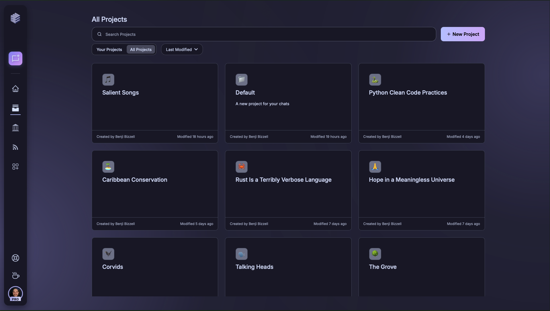 Ephor — All Projects page (full view)