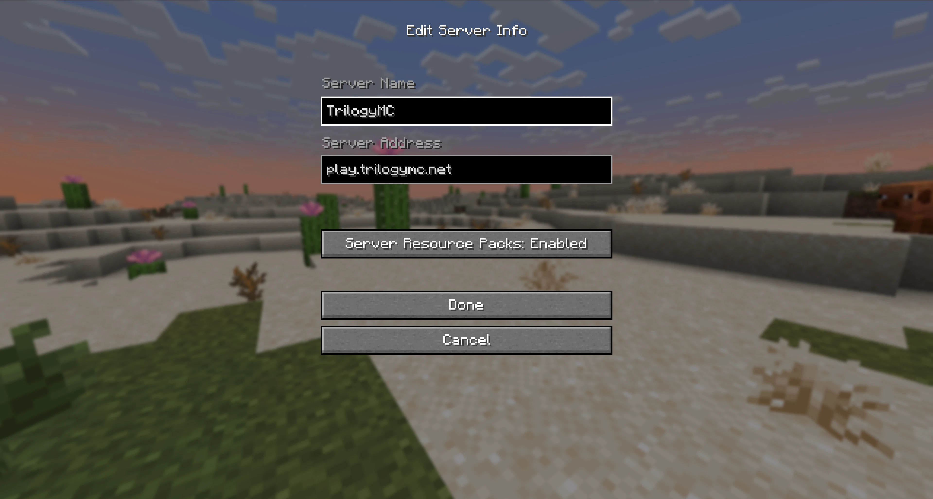 Shows the inside of the "Add Server" section with a few fields and buttons too.