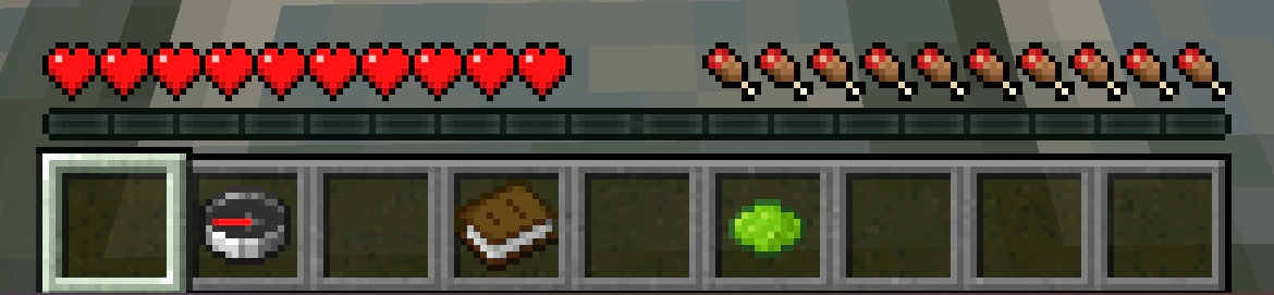 Shows the hotbar in-game with a white square outline around an empty box.