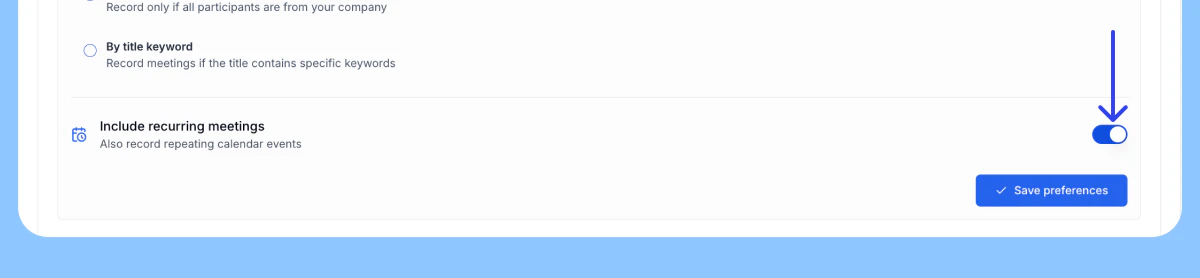 Include recurring meetings toggle