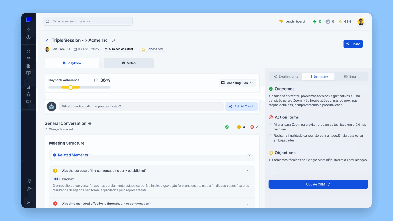 Send summary to Salesforce — Update CRM flow