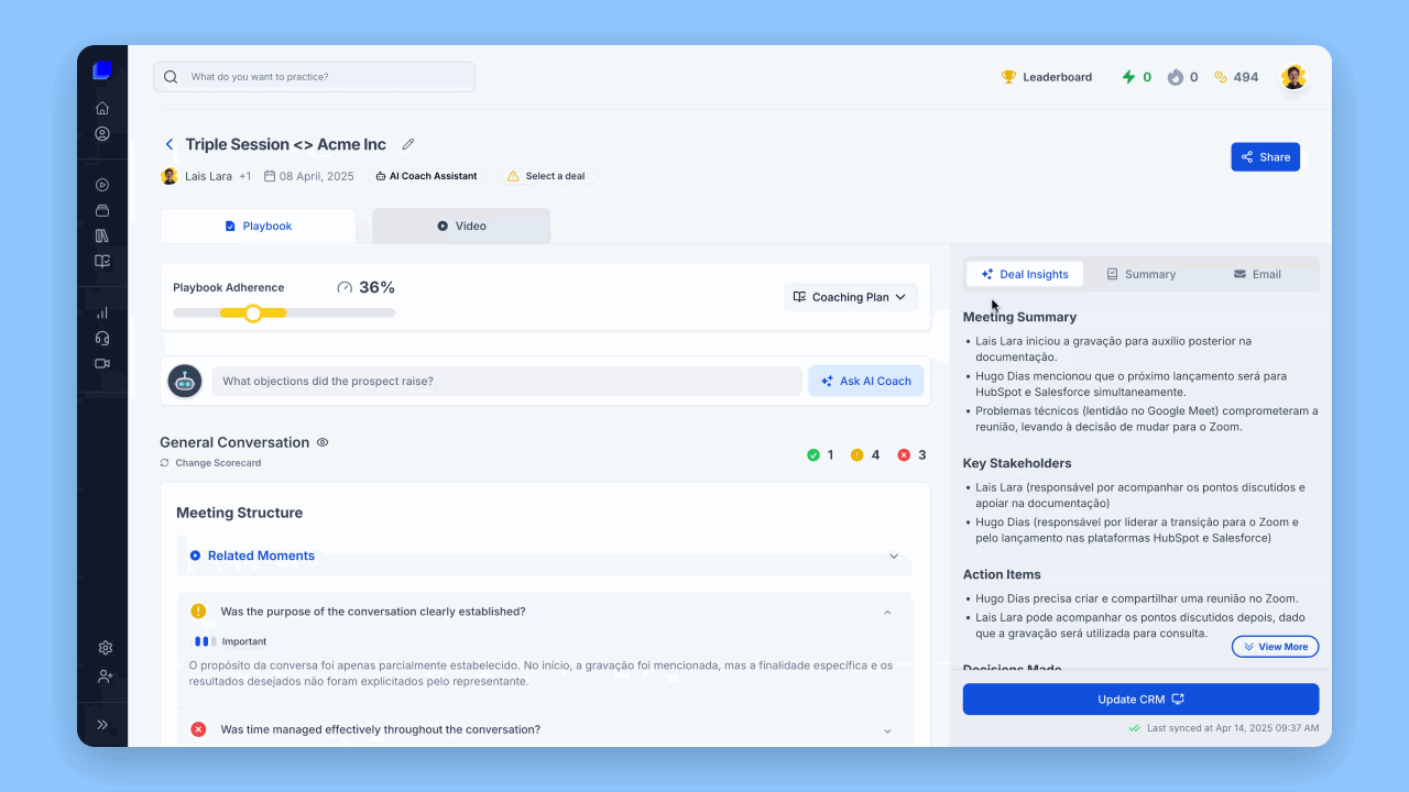 Send deal insights to Salesforce as a note
