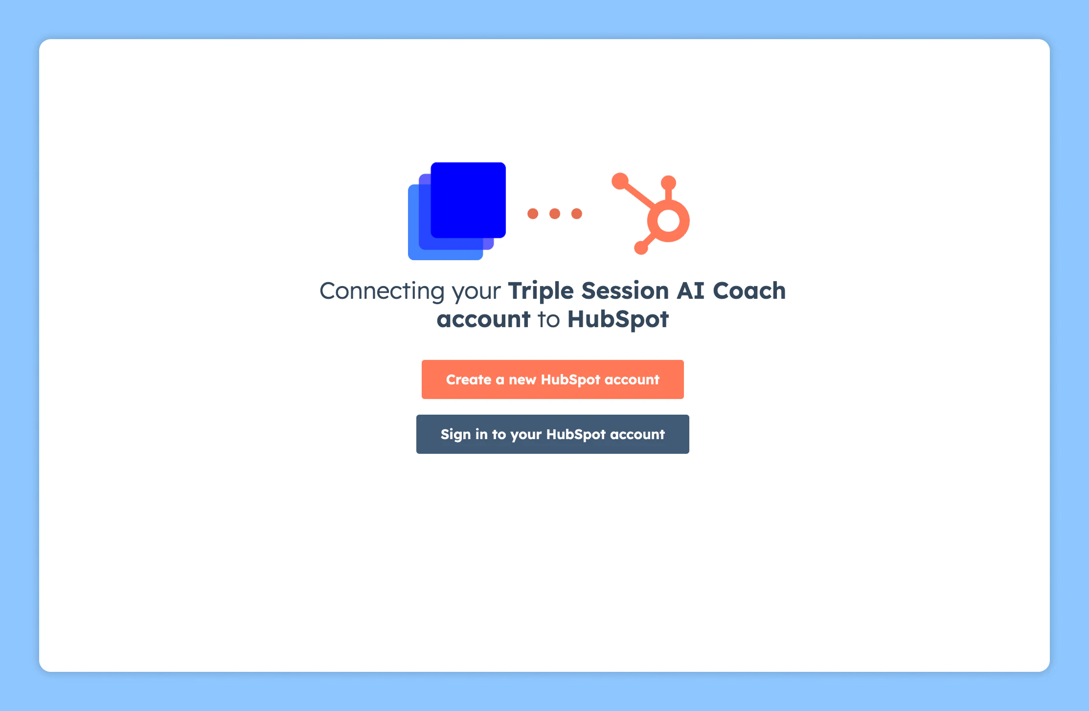 HubSpot sign in screen
