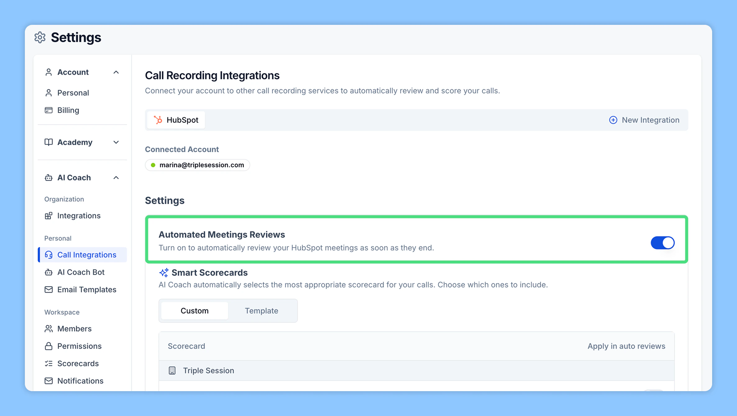 Automated Reviews enabled for HubSpot