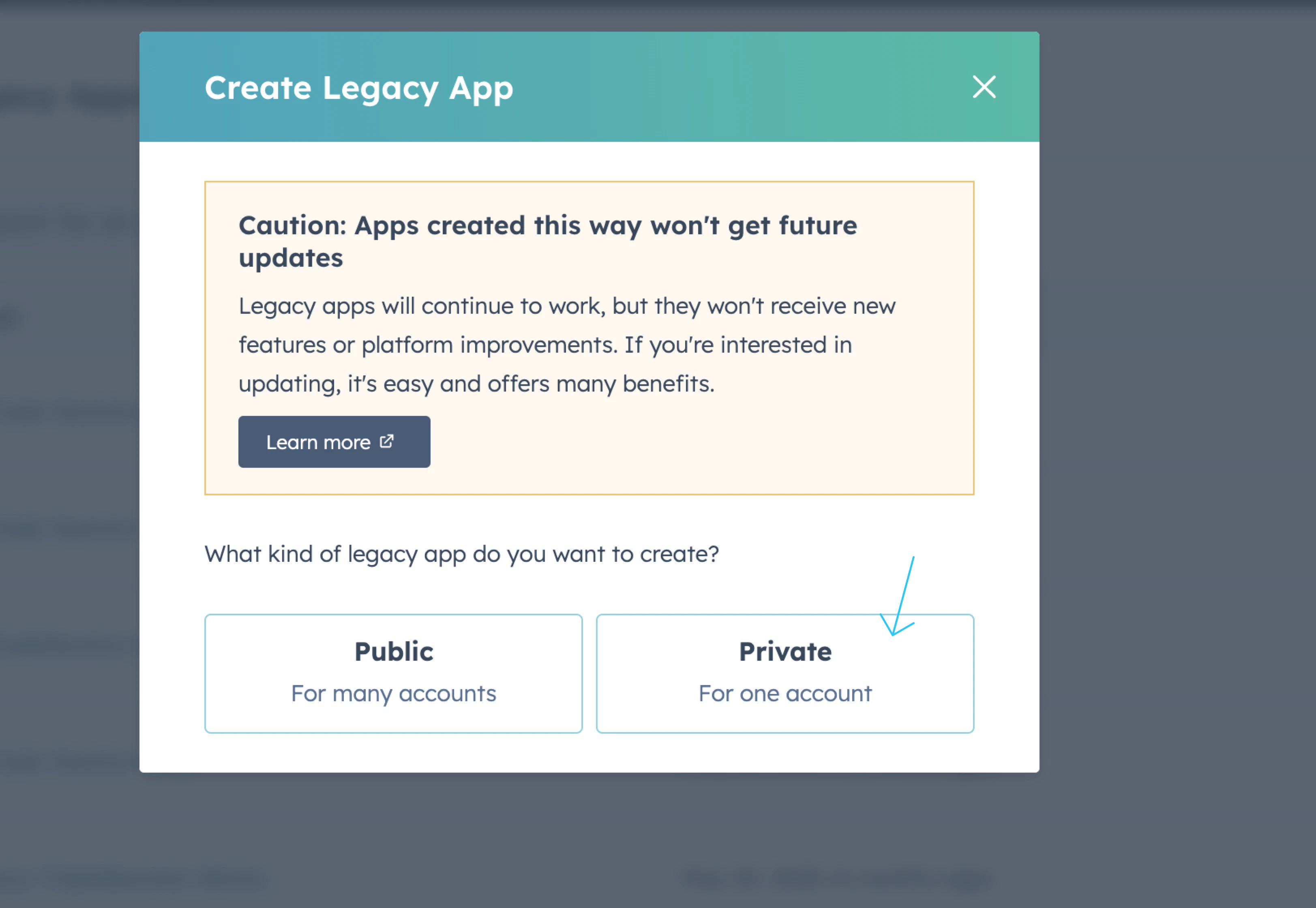 HubSpot CRM connection — step 2