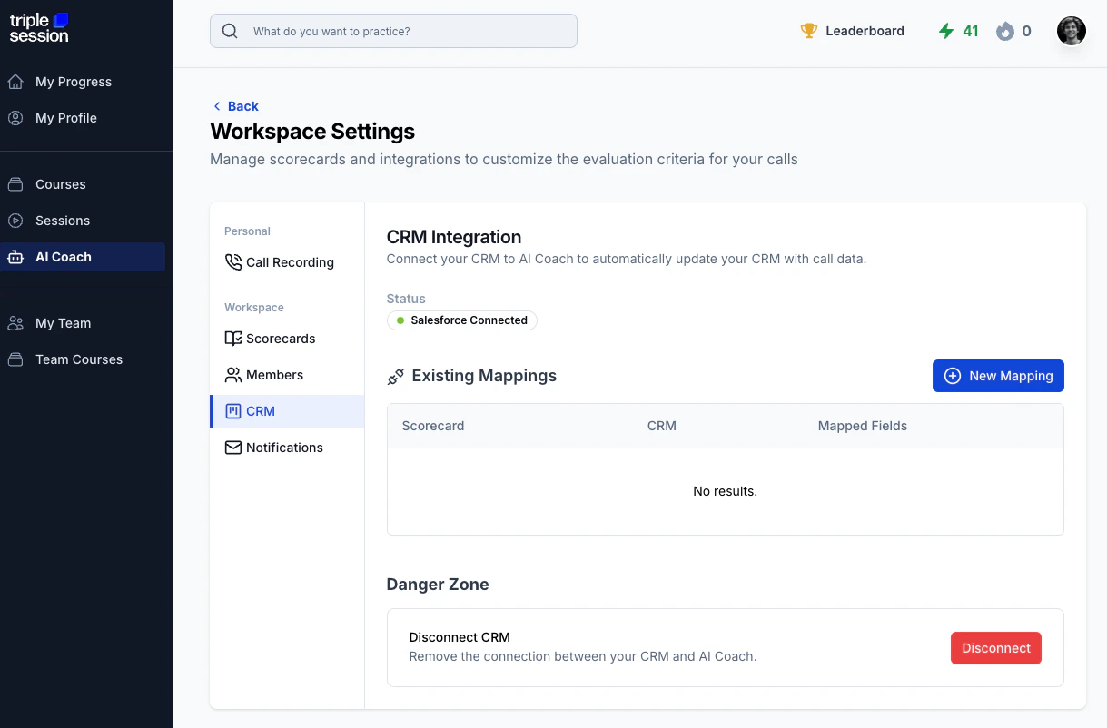 Connect Salesforce button