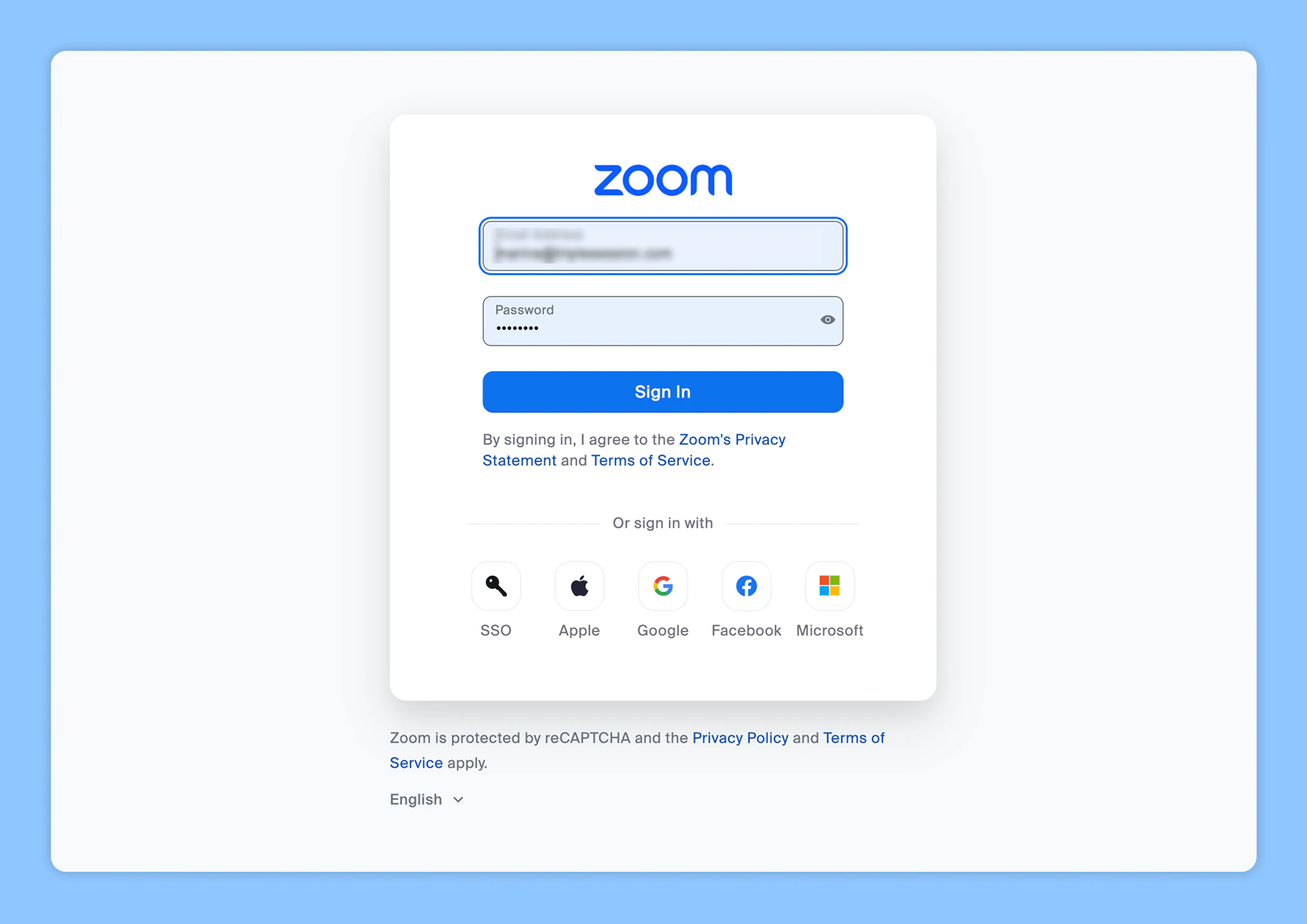 Connecting Zoom authorization screen