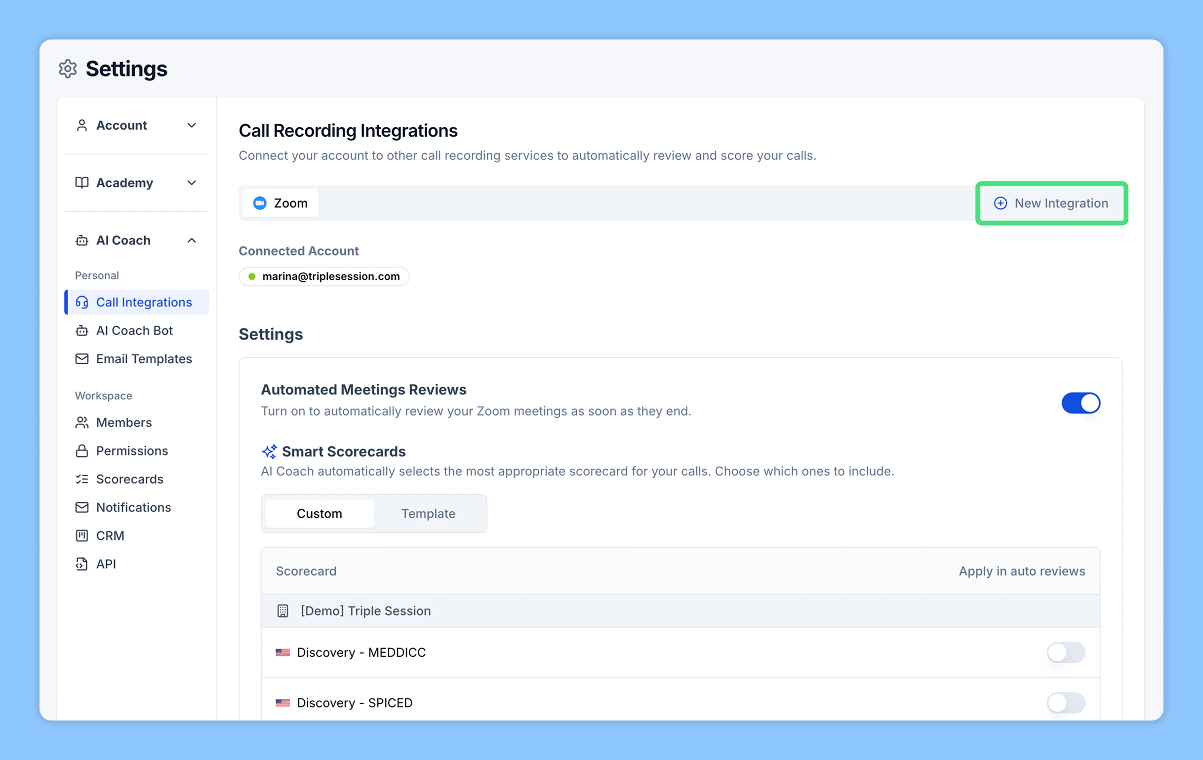 New Zoom integration confirmation