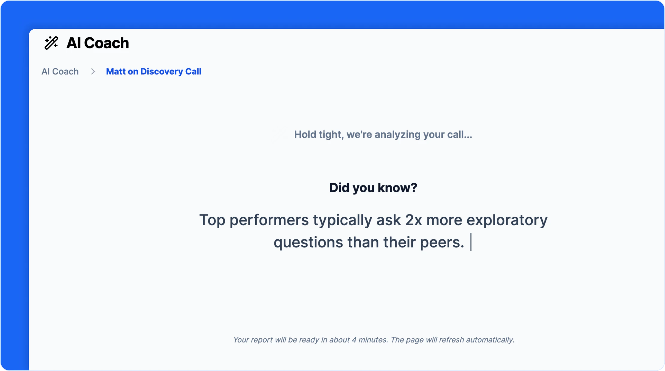 AI Coach start analysis screen