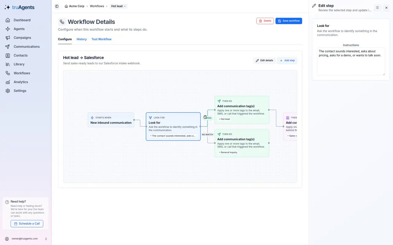 The Look for step editor with hot-lead instructions