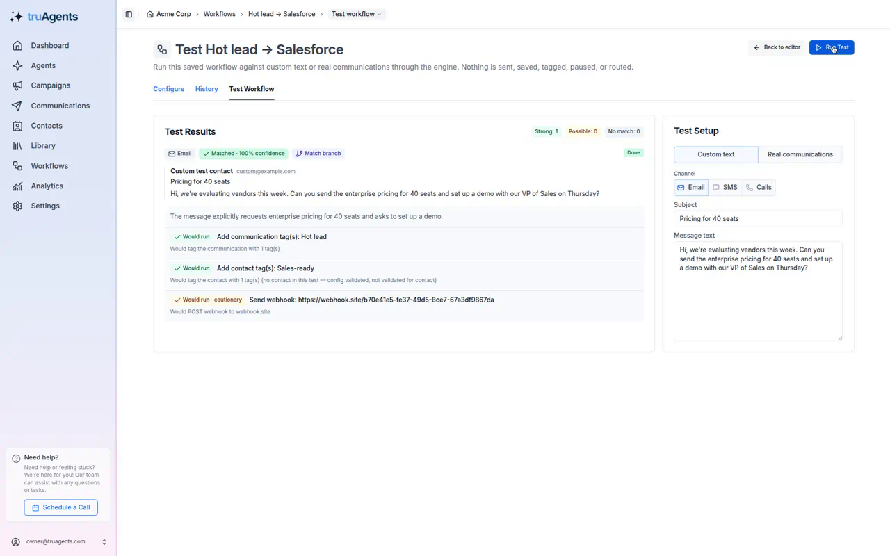 A test that matches and shows the webhook would be posted