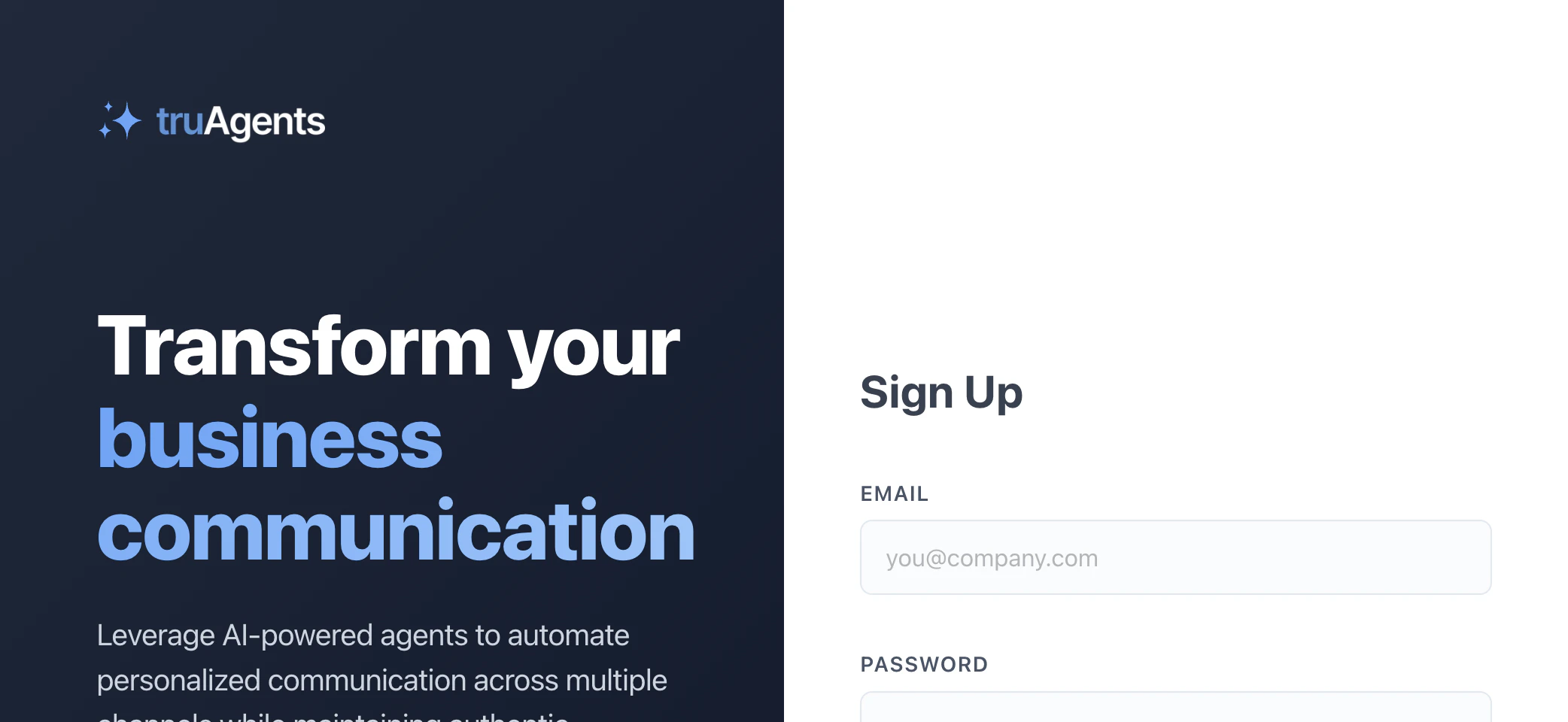 TruAgents self-serve sign-up page