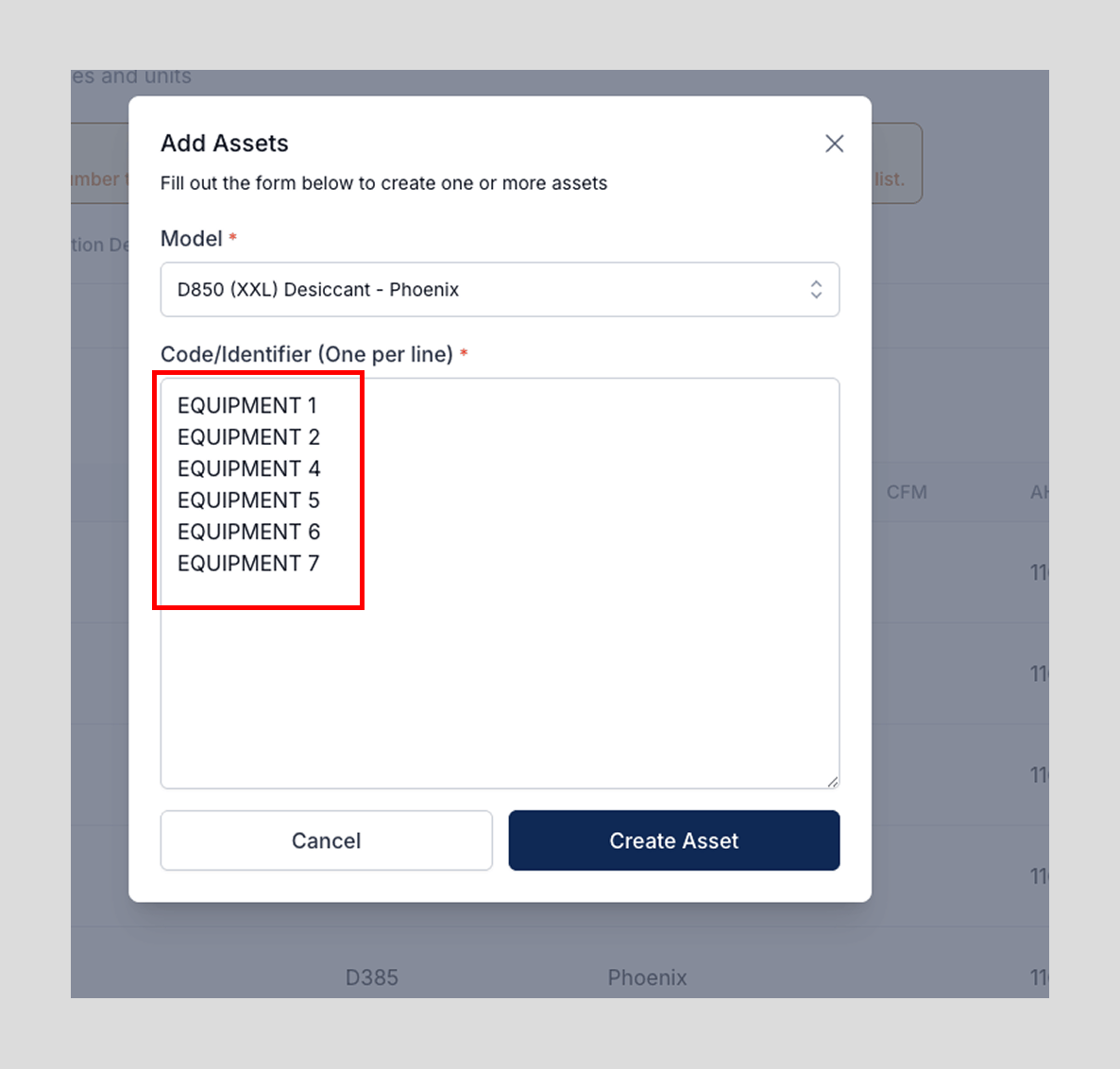 Adding In Multiple Equipment