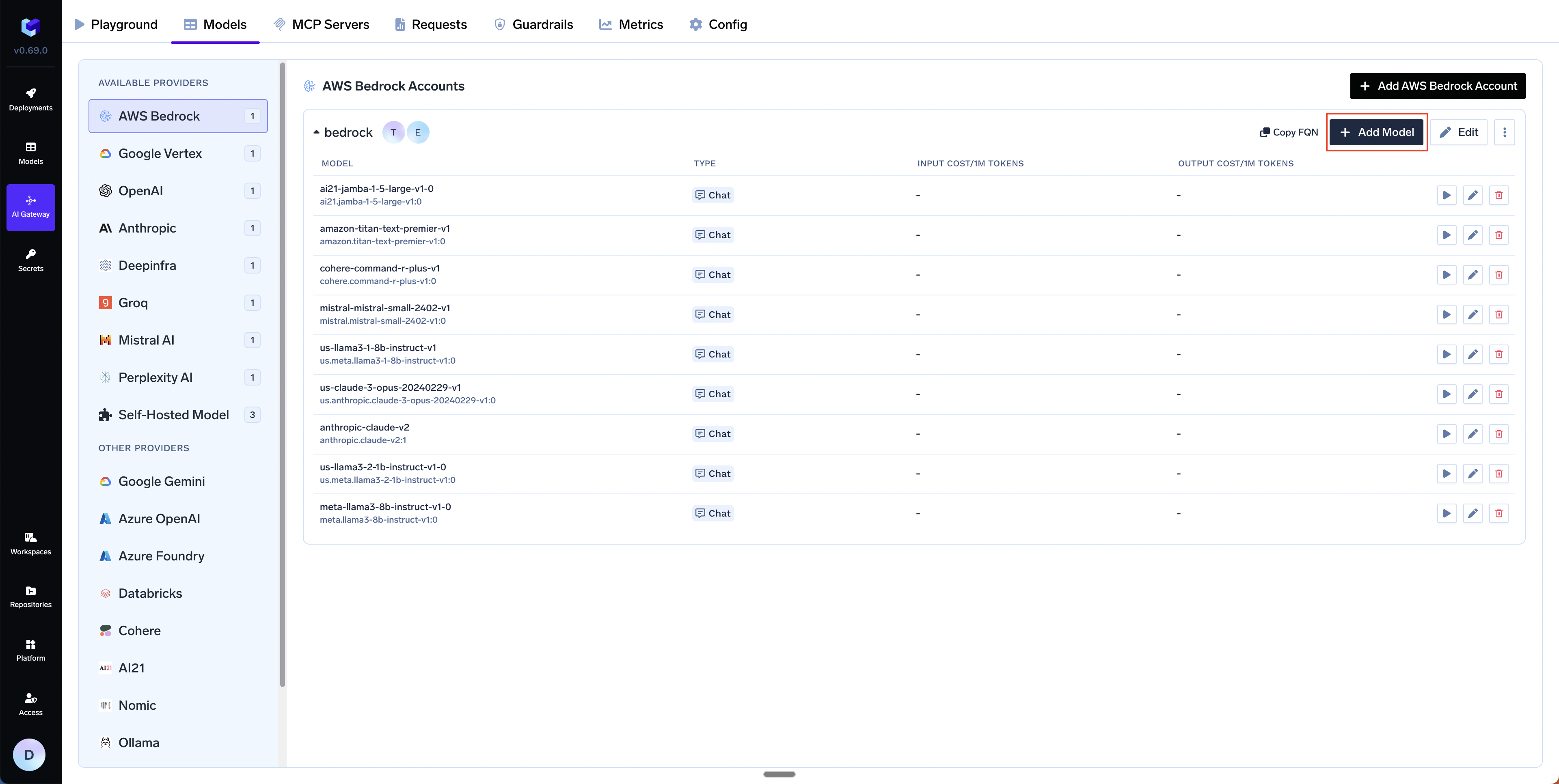 Add Models to Provider Account interface in TrueFoundry