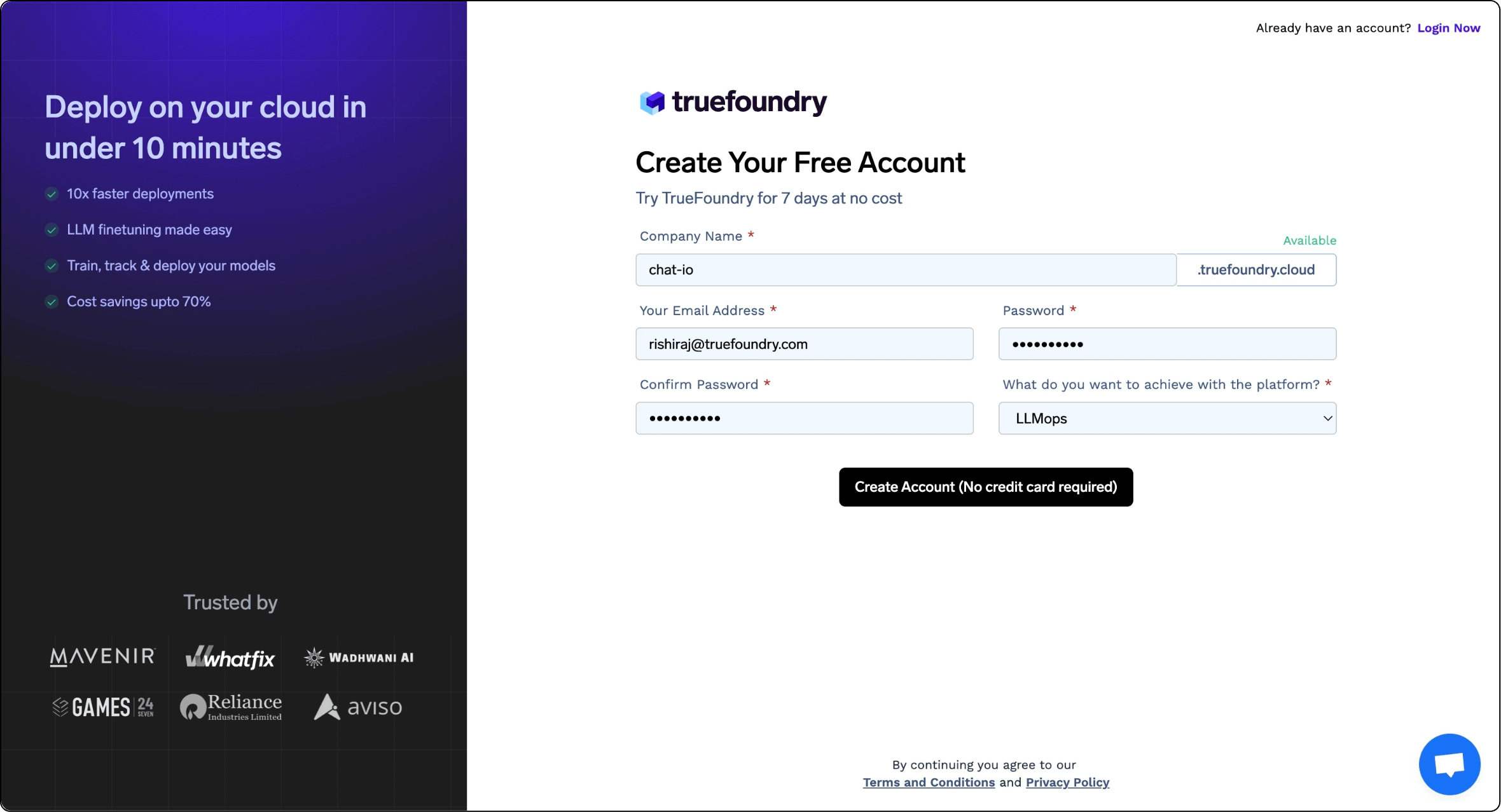 TrueFoundry Signup