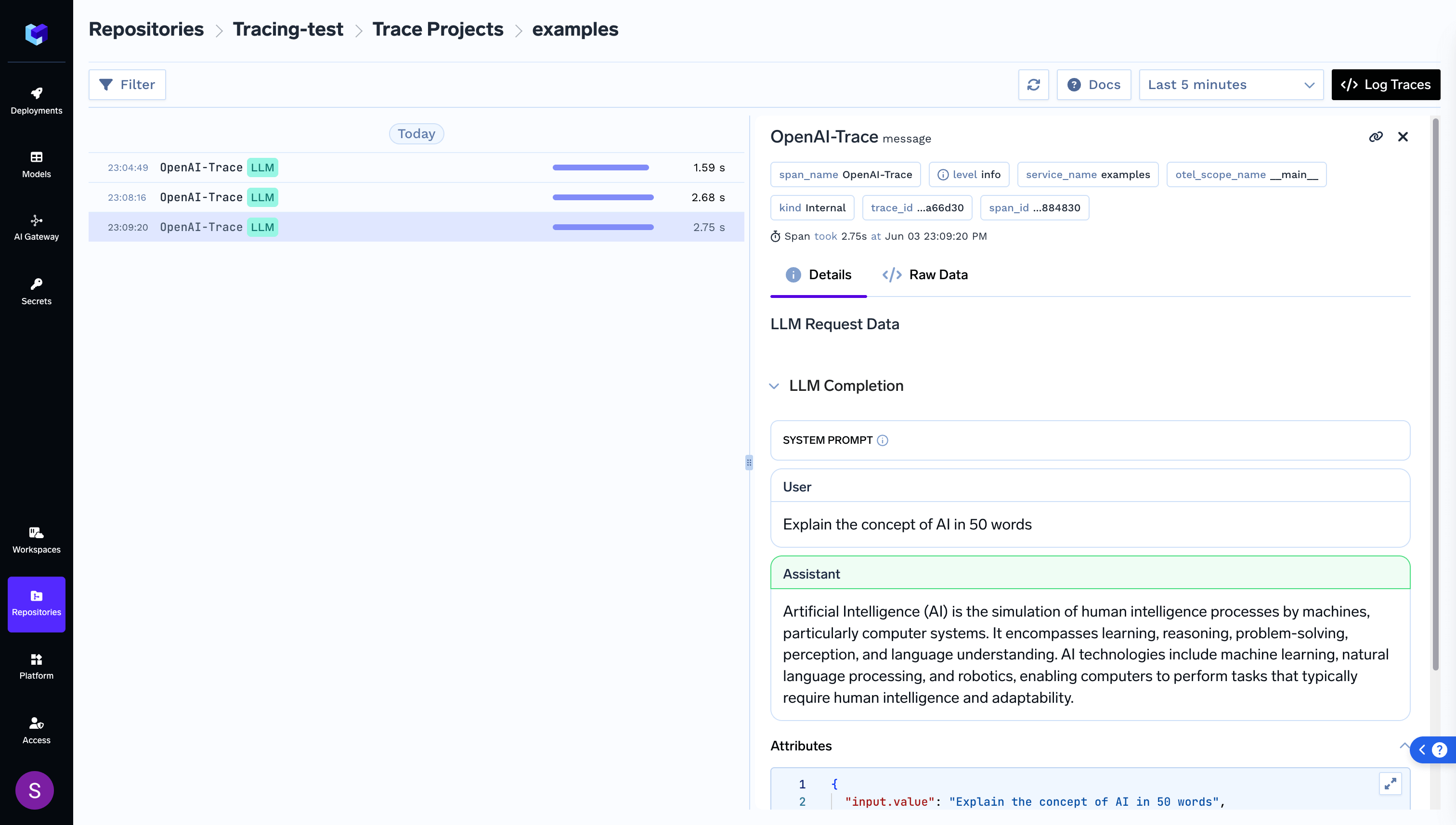 Example: OpenAI OpenTelemetrySDK Instrumentation - TrueFoundry Docs