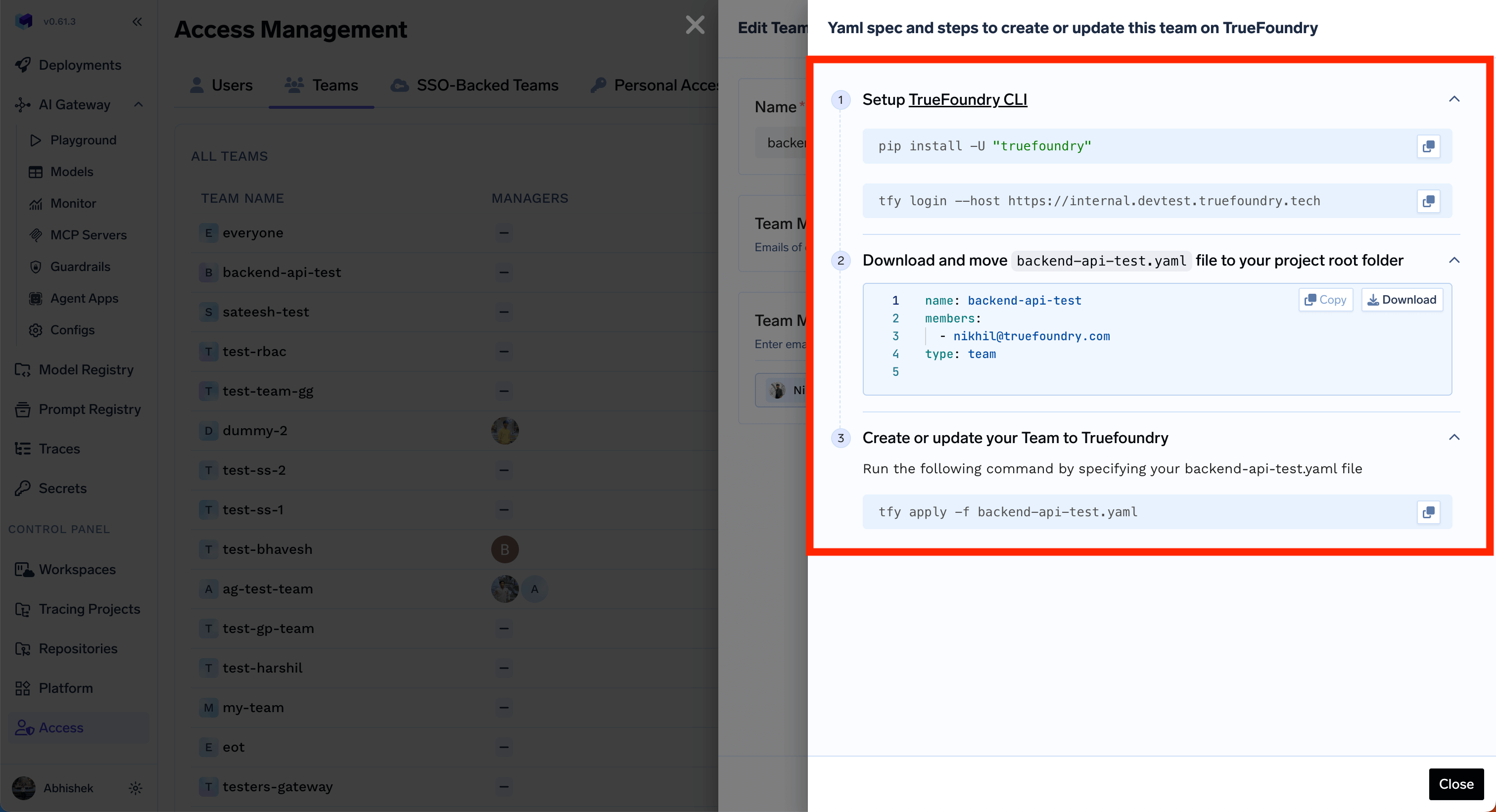 Apply Using YAML instructions