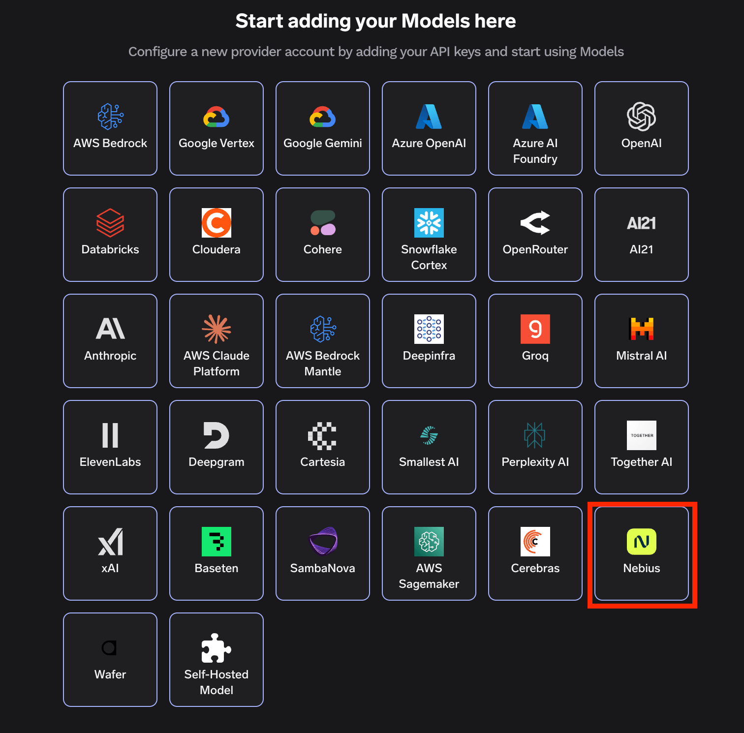 Navigating to Nebius Provider Account in AI Gateway