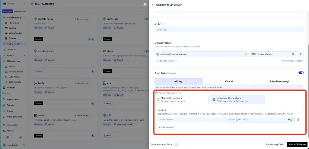 API Key with Individual Credentials
